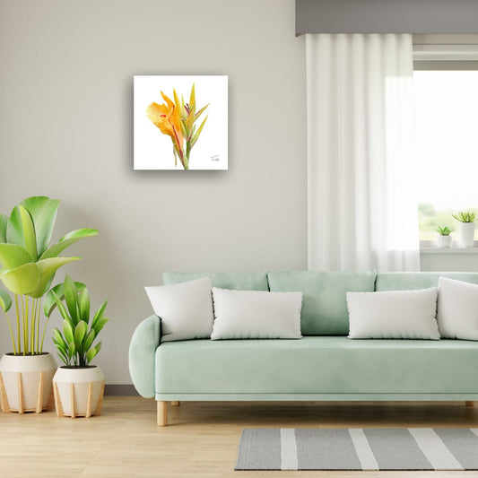 Yellow King Humbert Canna Lily – Botanical Floral Canvas Print (50cm x 50cm)