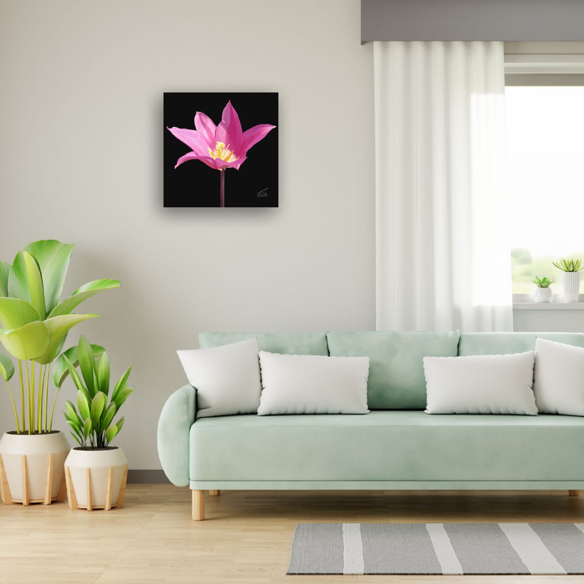 Purple Dream Lily-Flowered Tulip - Premium Square Canvas Art (50 x 50 cm)