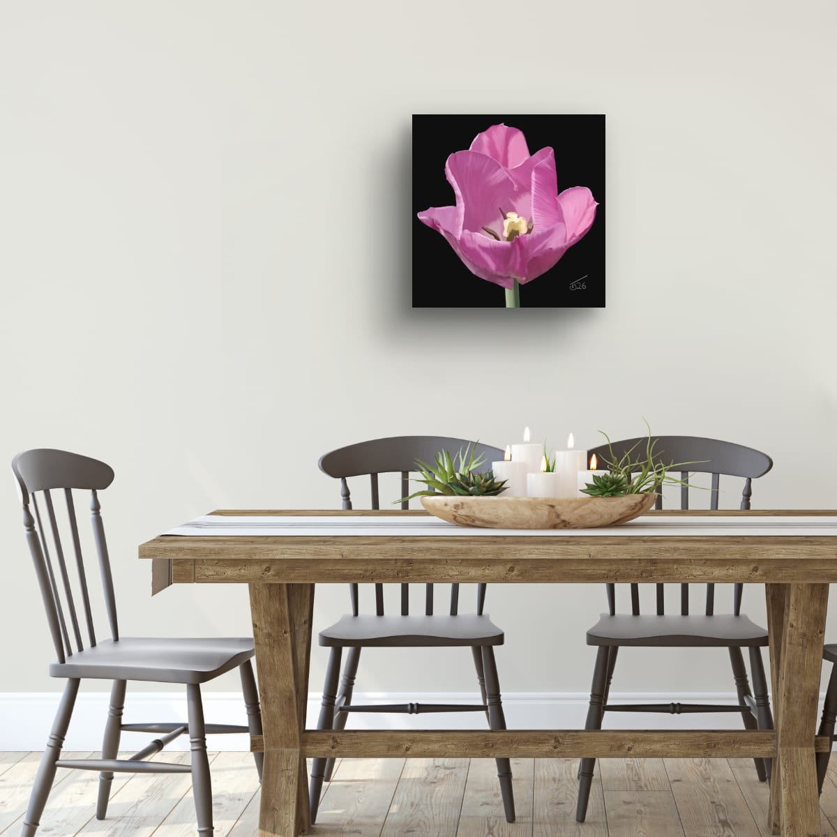 Alibi Lilac Tulip – Premium Square Botanical Canvas Art (50 x 50 cm)