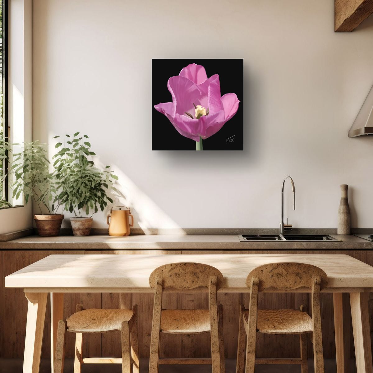 Alibi Lilac Tulip – Premium Square Botanical Canvas Art (50 x 50 cm)