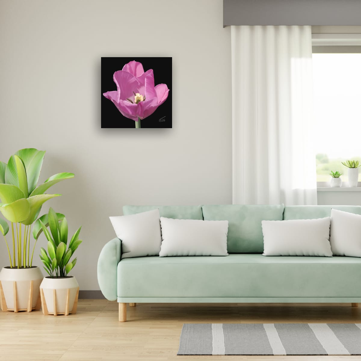 Alibi Lilac Tulip – Premium Square Botanical Canvas Art (50 x 50 cm)