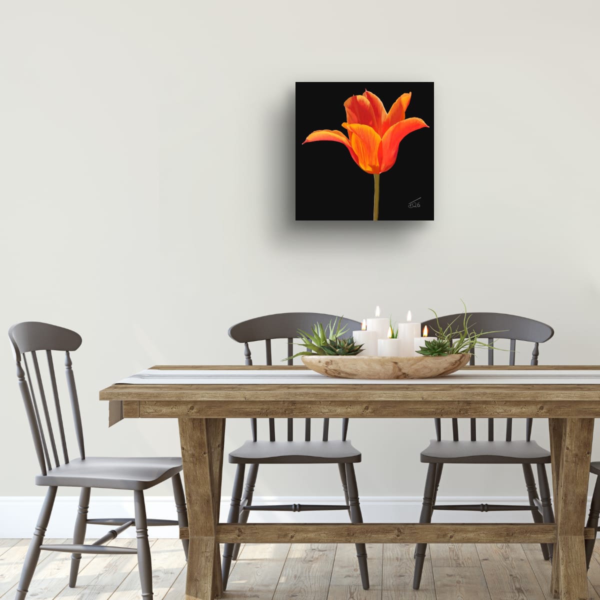 Ballerina Orange Lily-Flowered Tulip - Premium Square Canvas Art (50 x 50 cm)