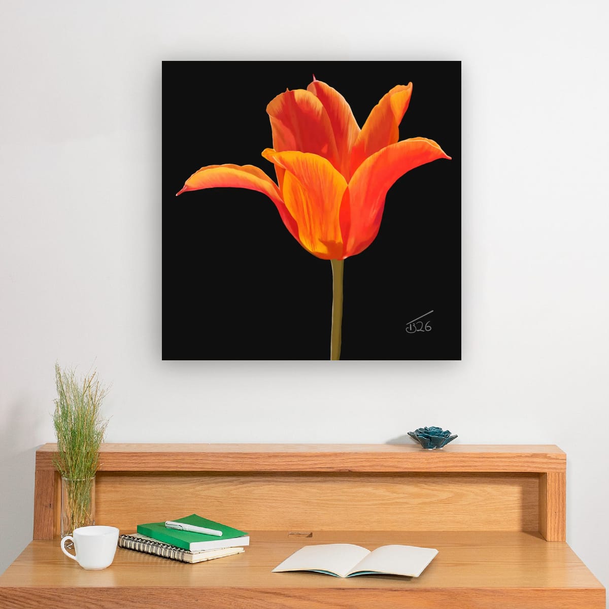 Ballerina Orange Lily-Flowered Tulip - Premium Square Canvas Art (50 x 50 cm)