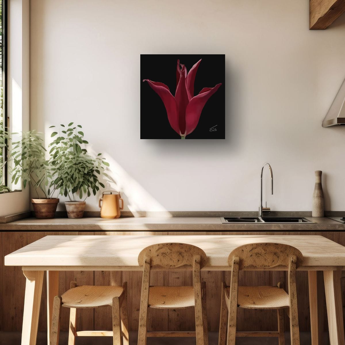 Sarah Raven Velvet Bloom Tulip - Premium Square Canvas Art (50 x 50 cm)