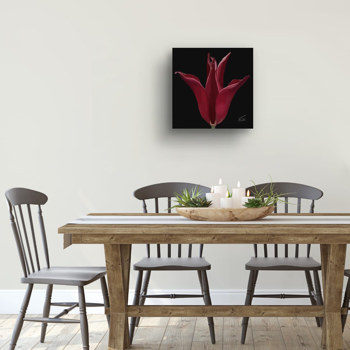 Sarah Raven Velvet Bloom Tulip - Premium Square Canvas Art (50 x 50 cm)
