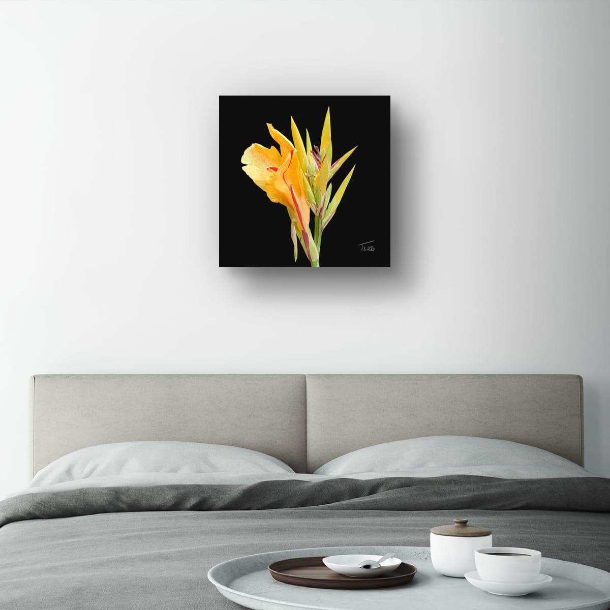 Yellow King Humbert Canna Lily – Botanical Floral Canvas Print (50cm x 50cm)