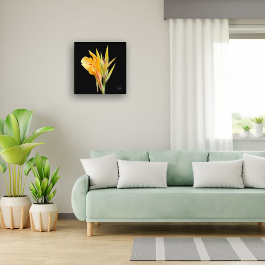 Yellow King Humbert Canna Lily – Botanical Floral Canvas Print (50cm x 50cm)