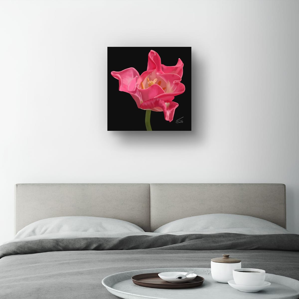 Crown of Destiny Tulip – Vibrant Red Tulip Premium Square Canvas Art (50 x 50 cm)
