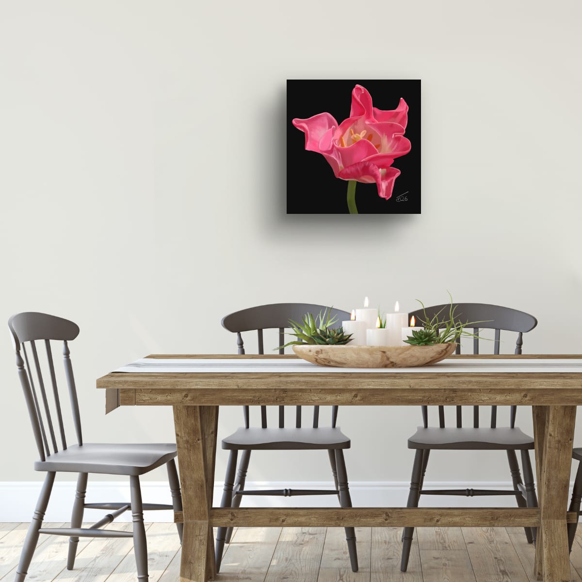 Crown of Destiny Tulip – Vibrant Red Tulip Premium Square Canvas Art (50 x 50 cm)