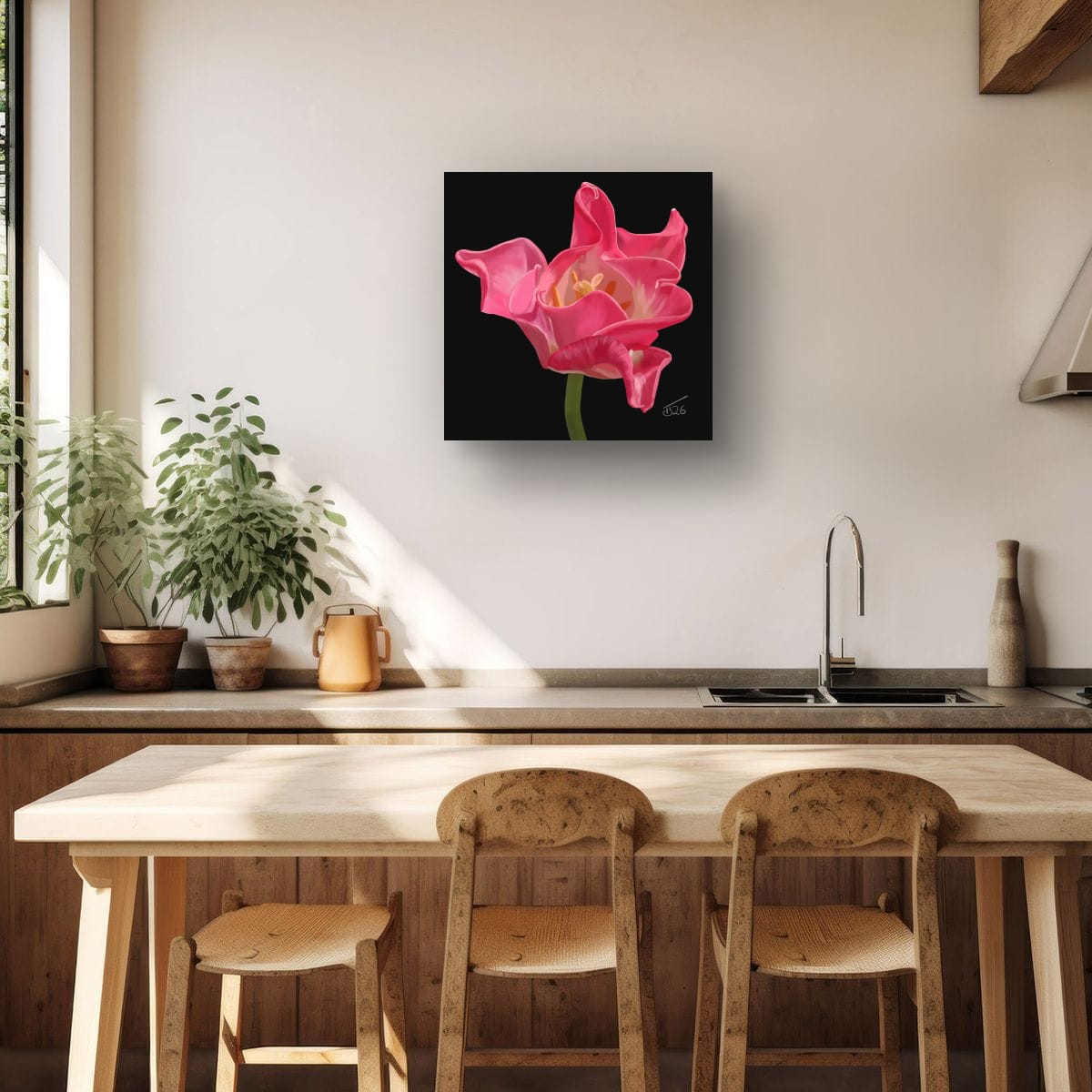 Crown of Destiny Tulip – Vibrant Red Tulip Premium Square Canvas Art (50 x 50 cm)