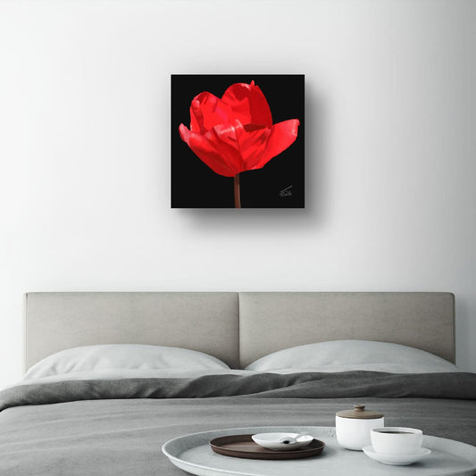 Red Impression Tulip - Premium Square Canvas Art (50 x 50 cm)