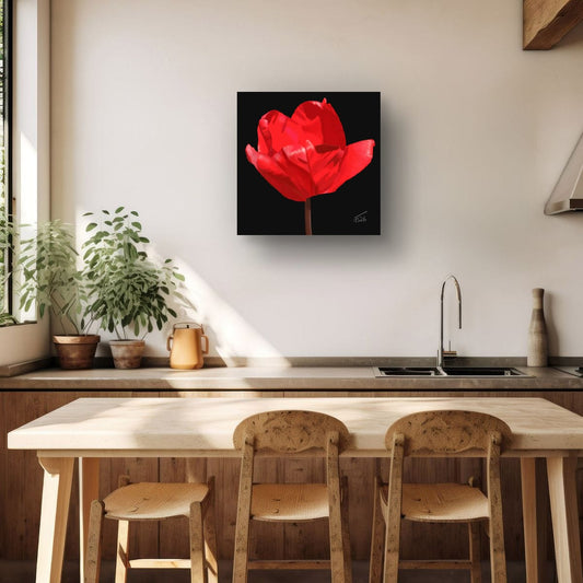 Red Impression Tulip - Premium Square Canvas Art (50 x 50 cm)