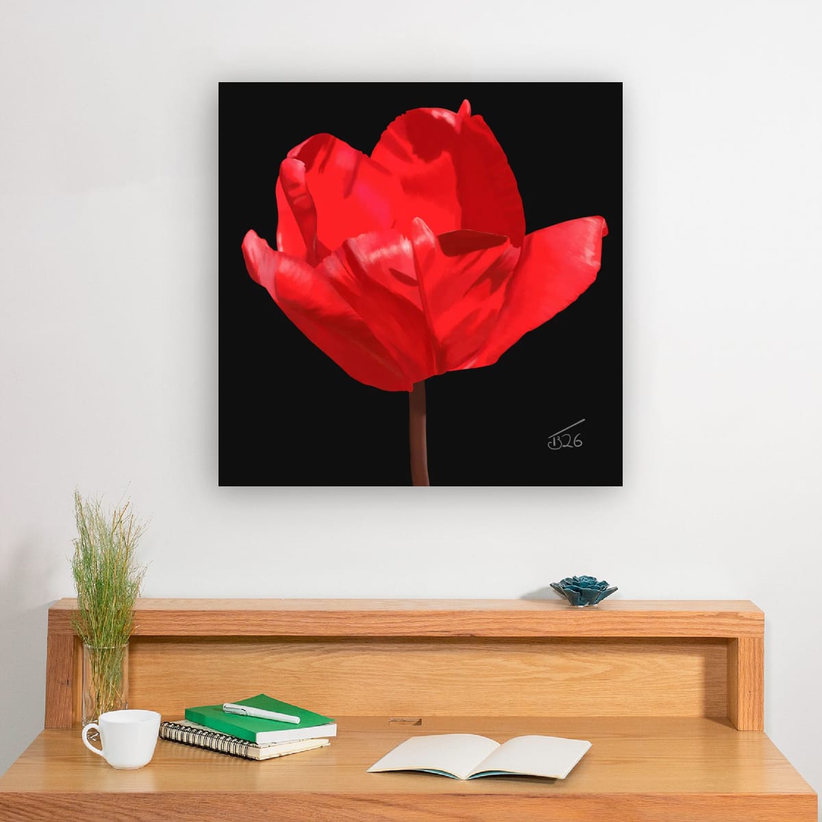 Red Impression Tulip - Premium Square Canvas Art (50 x 50 cm)