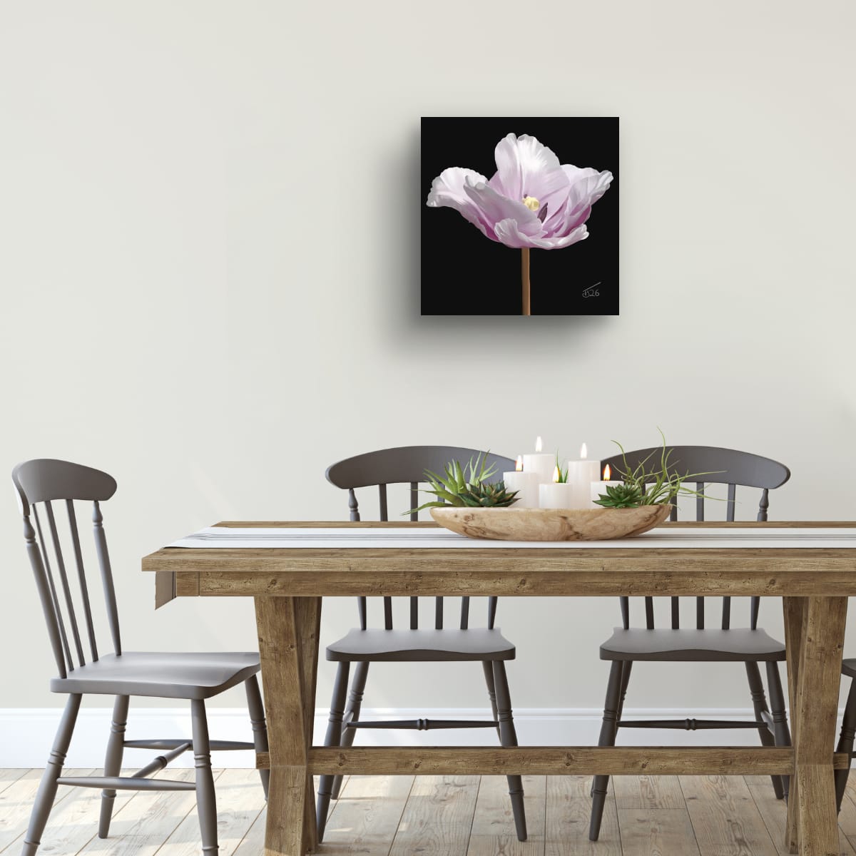 "Ethereal Bloom" Parrot Tulip - Premium Square Canvas Art (50 x 50 cm)