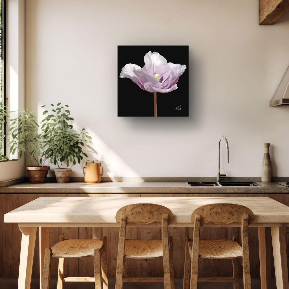 "Ethereal Bloom" Parrot Tulip - Premium Square Canvas Art (50 x 50 cm)