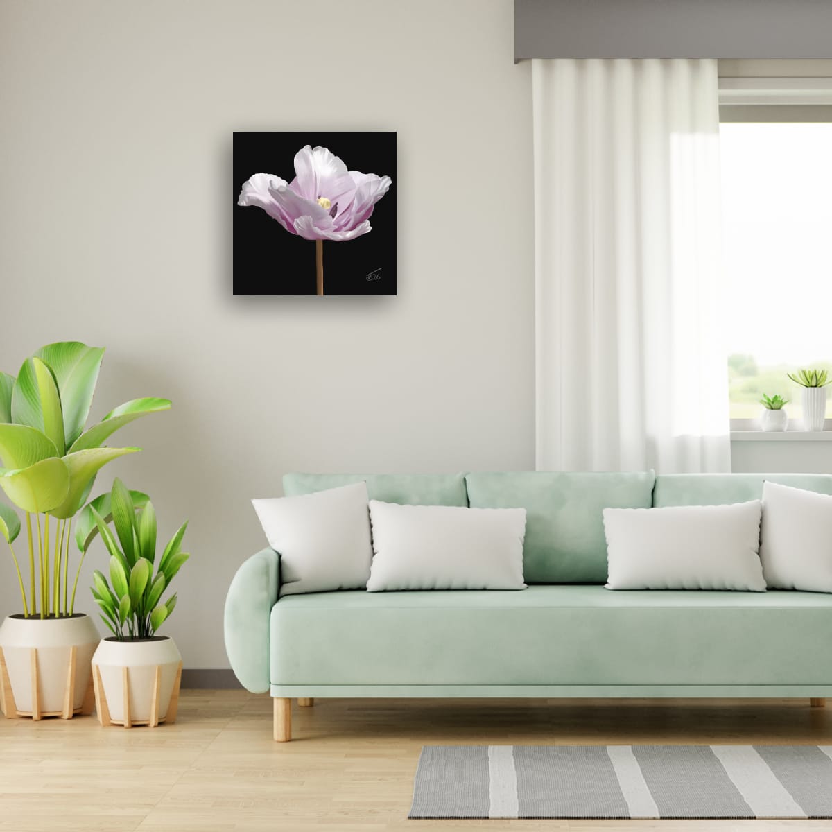 "Ethereal Bloom" Parrot Tulip - Premium Square Canvas Art (50 x 50 cm)
