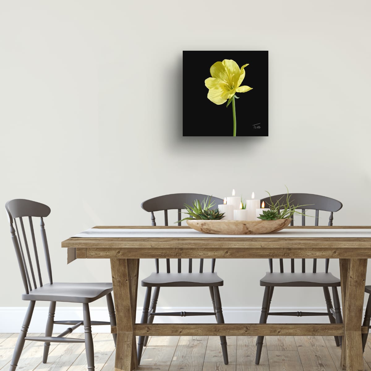 Evening Primrose Yellow - Premium Square Canvas Art (50 x 50 cm)