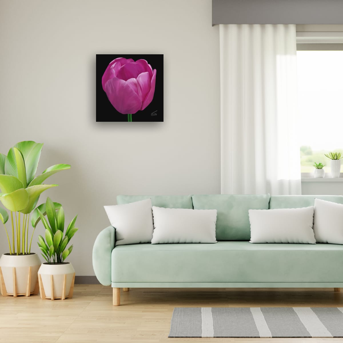 Purple Passion Tulip - Premium Square Canvas Art (50 x 50 cm)