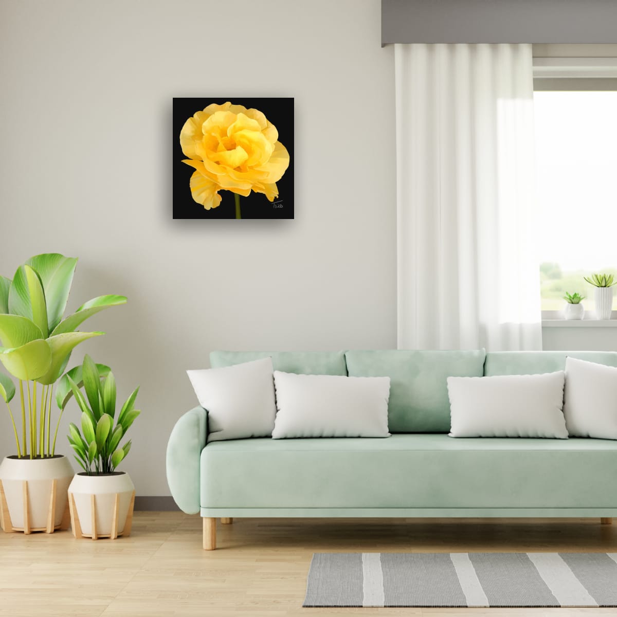 Golden Heirloom Rose - Premium Square Canvas Art (50 x 50 cm)