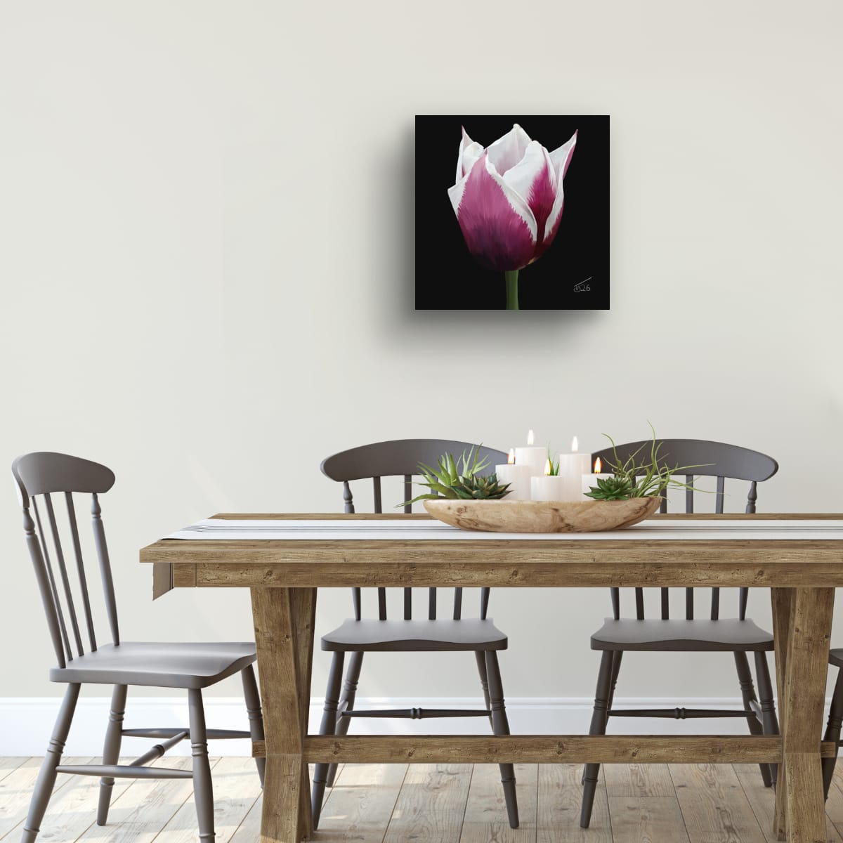 Spitsbergen Tulip Botanical Art - Premium Square Canvas Art (50 x 50 cm)