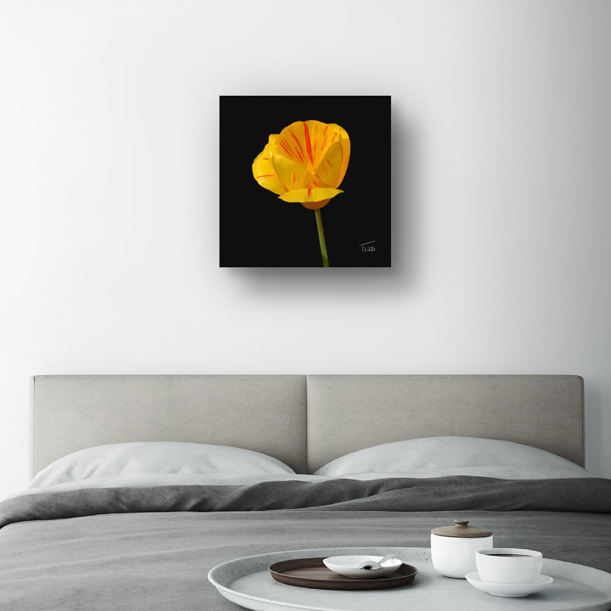"Golden Flame" Tiger Tulip - Premium Square Canvas Art (50 x 50 cm