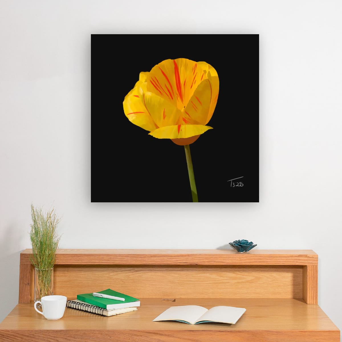 "Golden Flame" Tiger Tulip - Premium Square Canvas Art (50 x 50 cm