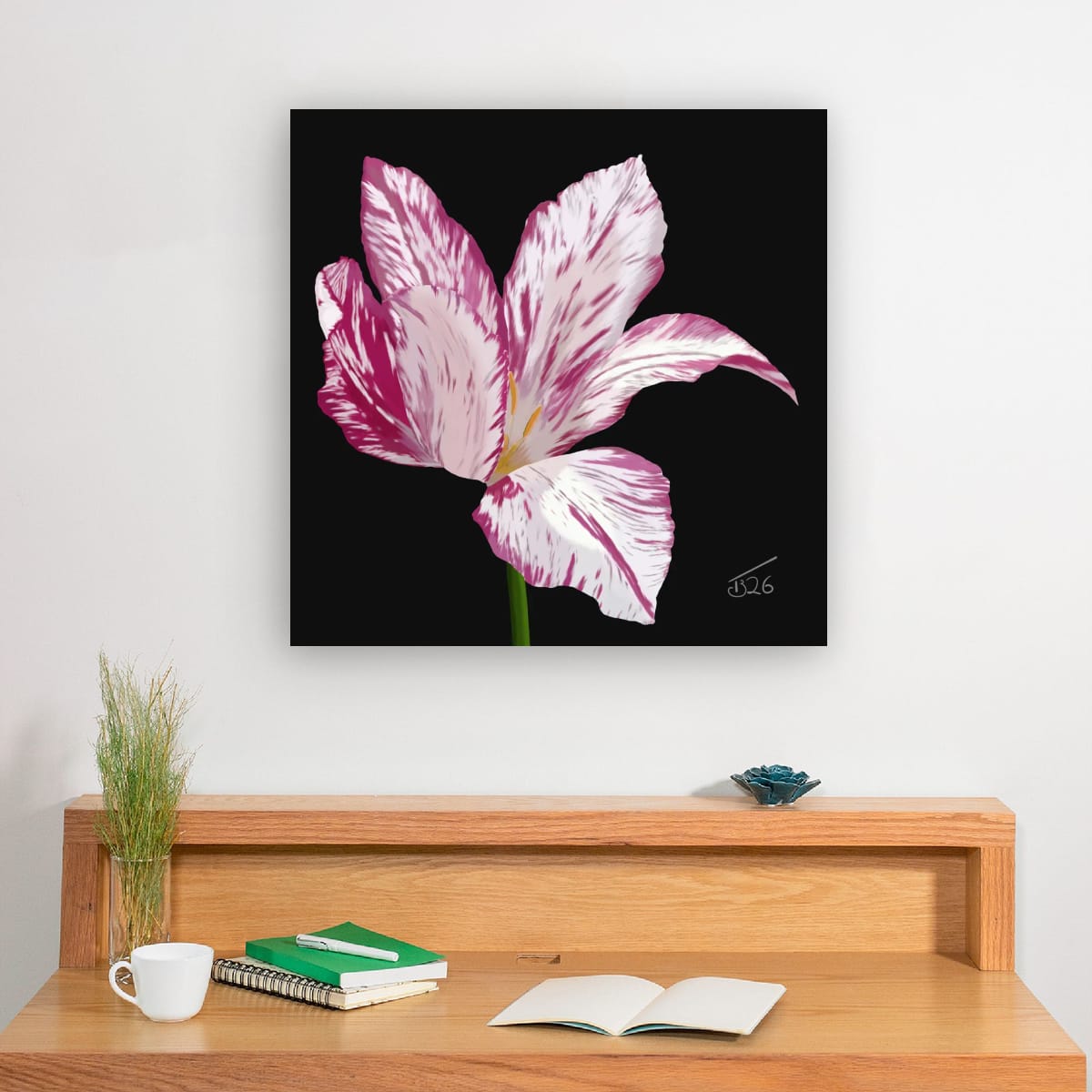 Variegated Purple & White Tulip - Premium Square Canvas Art (50 x 50 cm)