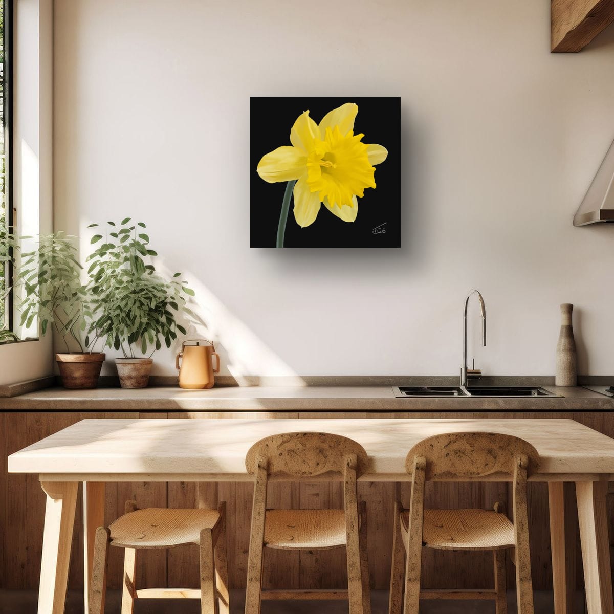 King Alfred Daffodil - Premium Square Canvas Art (50 x 50 cm)