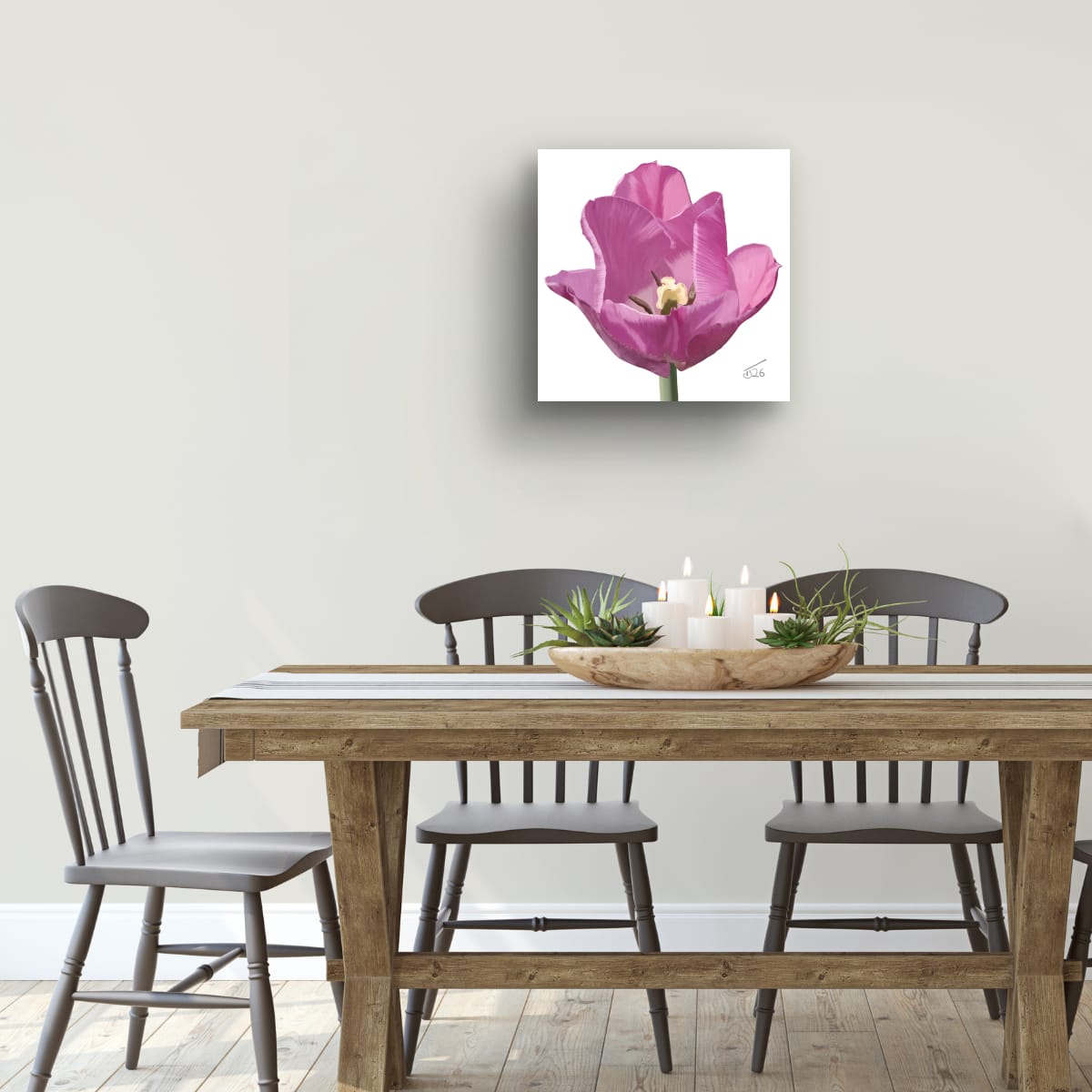 Alibi Lilac Tulip – Premium Square Botanical Canvas Art (50 x 50 cm)