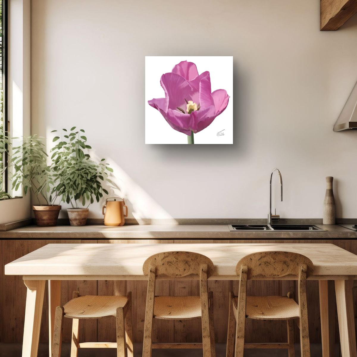 Alibi Lilac Tulip – Premium Square Botanical Canvas Art (50 x 50 cm)