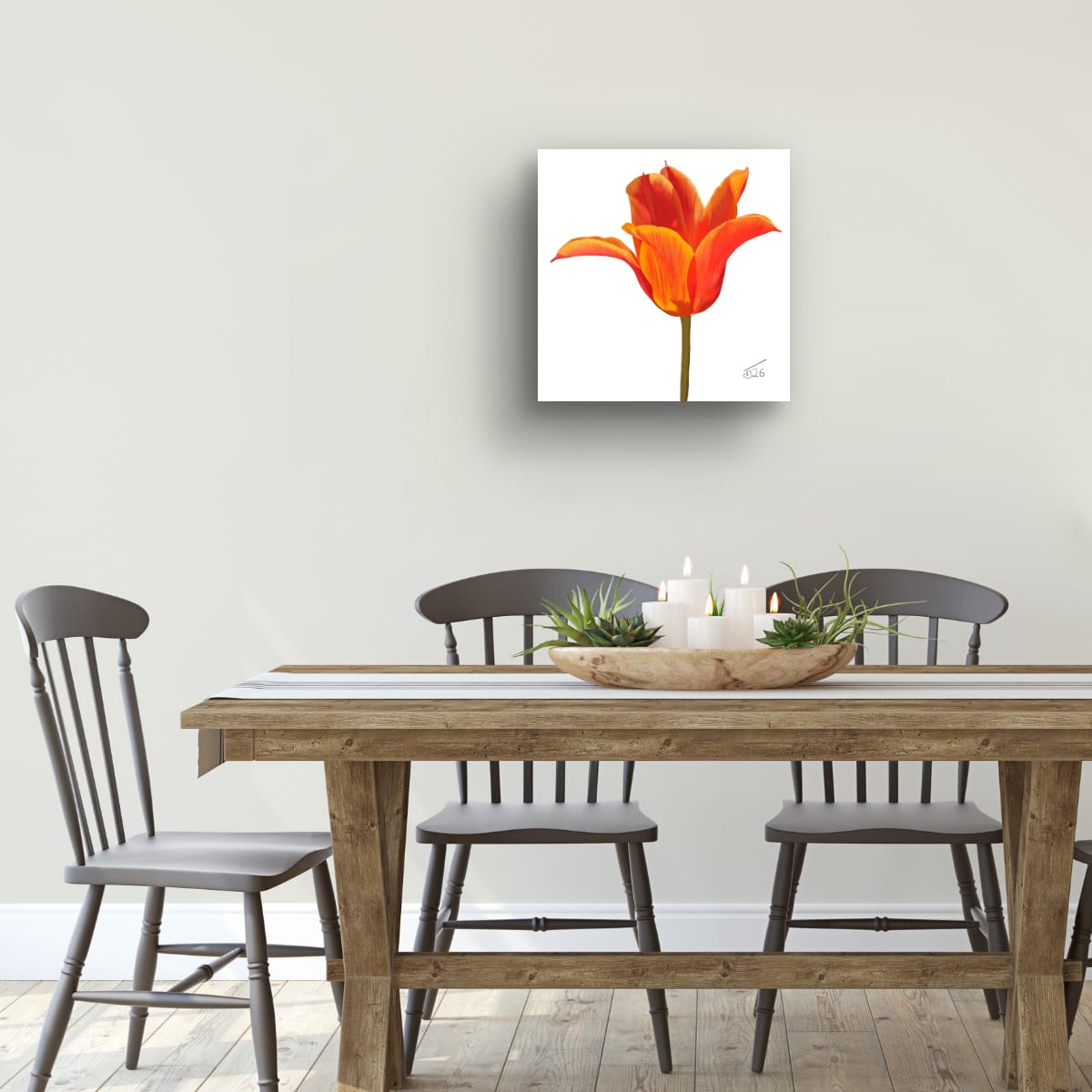 Ballerina Orange Lily-Flowered Tulip - Premium Square Canvas Art (50 x 50 cm)