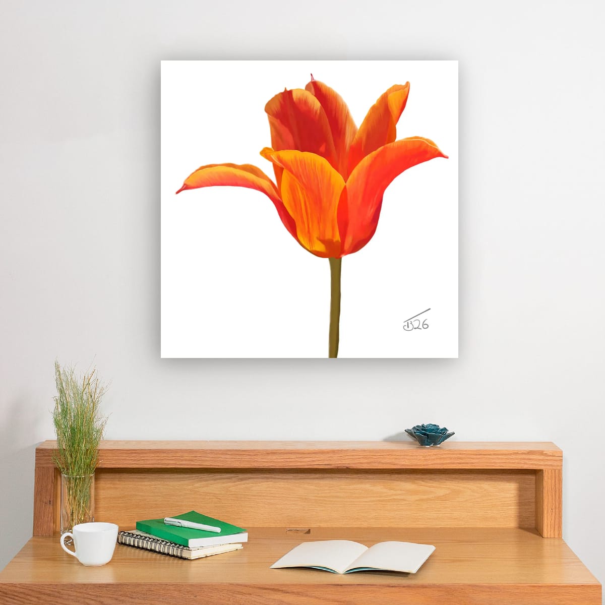 Ballerina Orange Lily-Flowered Tulip - Premium Square Canvas Art (50 x 50 cm)