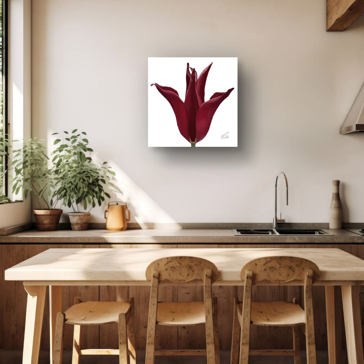 Sarah Raven Velvet Bloom Tulip - Premium Square Canvas Art (50 x 50 cm)