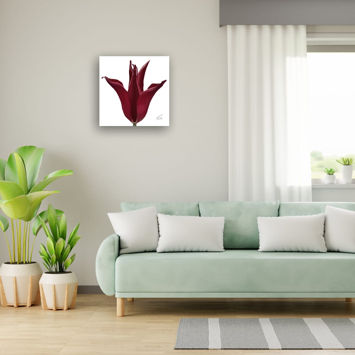 Sarah Raven Velvet Bloom Tulip - Premium Square Canvas Art (50 x 50 cm)