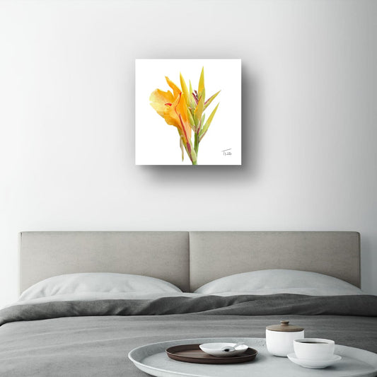 Yellow King Humbert Canna Lily – Botanical Floral Canvas Print (50cm x 50cm)