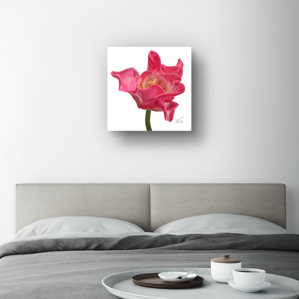 Crown of Destiny Tulip – Vibrant Red Tulip Premium Square Canvas Art (50 x 50 cm)