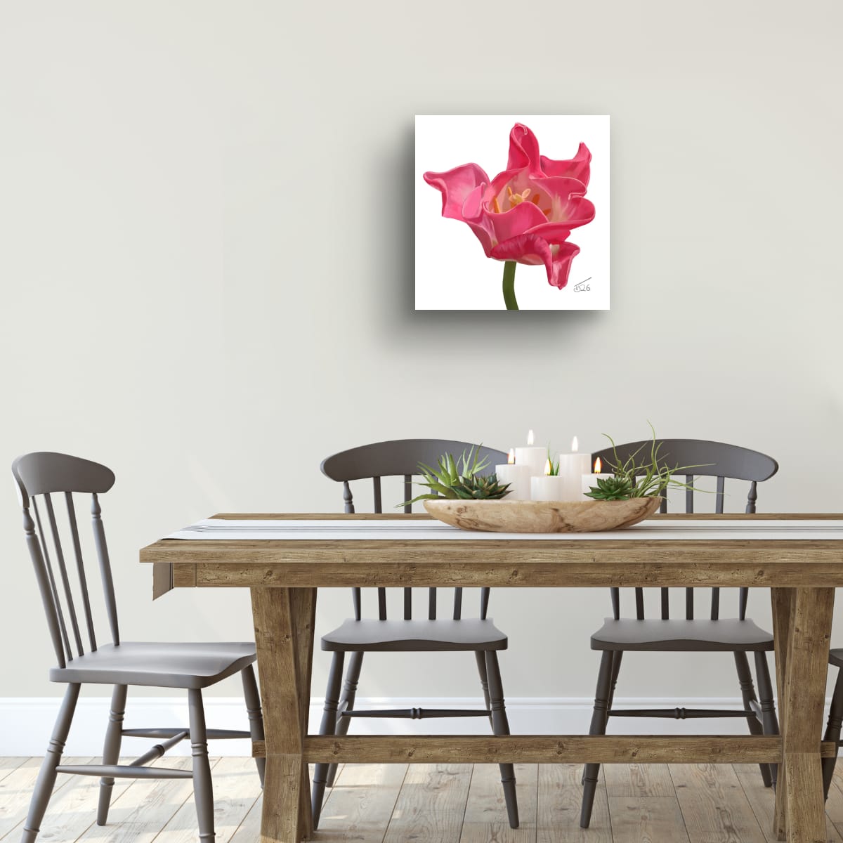 Crown of Destiny Tulip – Vibrant Red Tulip Premium Square Canvas Art (50 x 50 cm)