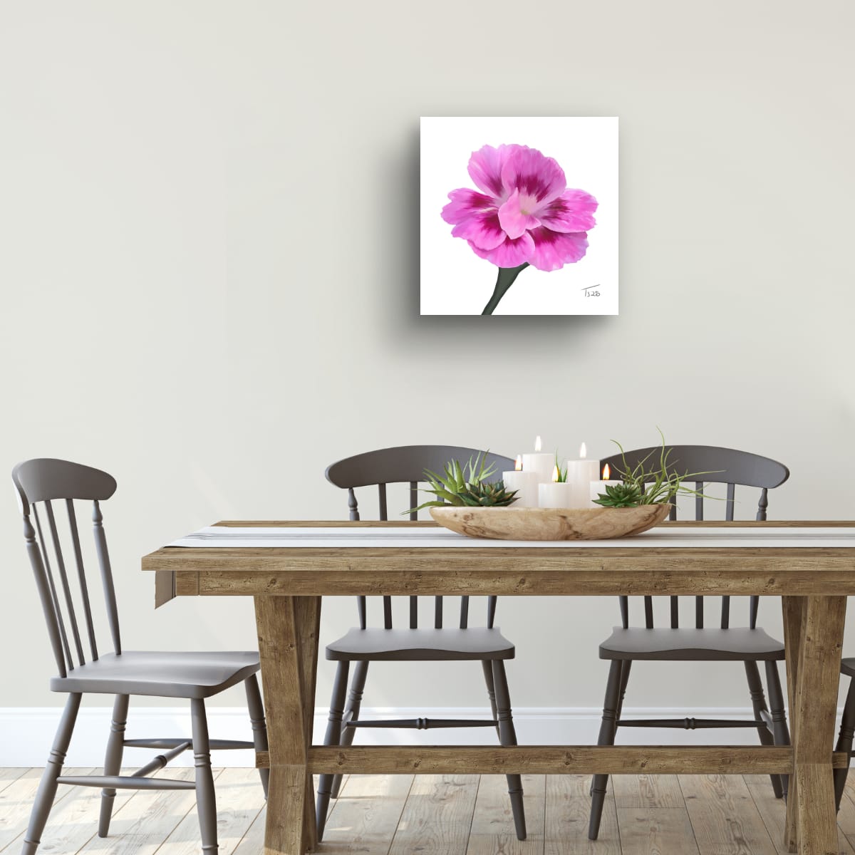 Dianthus Oscar Purple Star - Premium Square Canvas Art (50 x 50 cm)