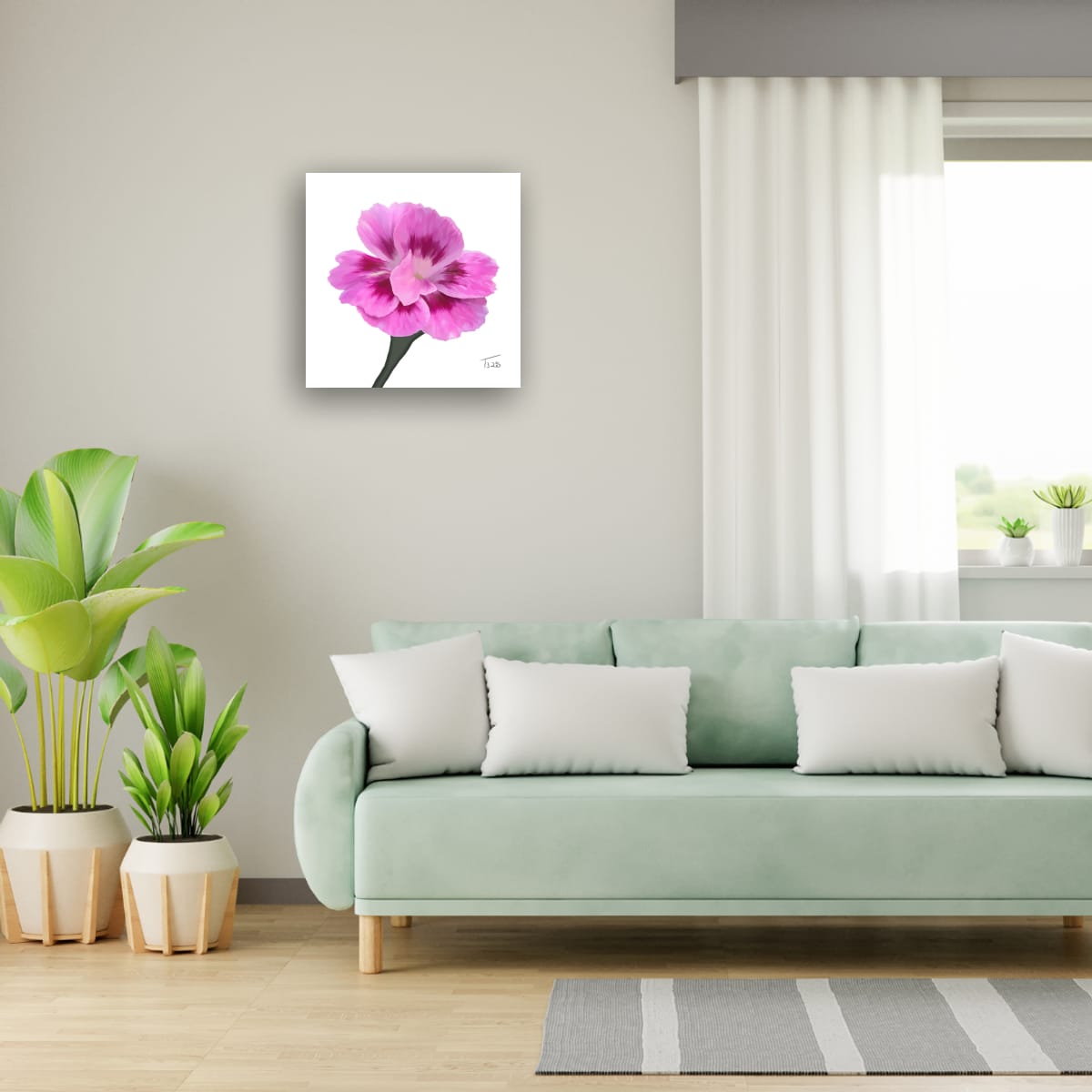Dianthus Oscar Purple Star - Premium Square Canvas Art (50 x 50 cm)