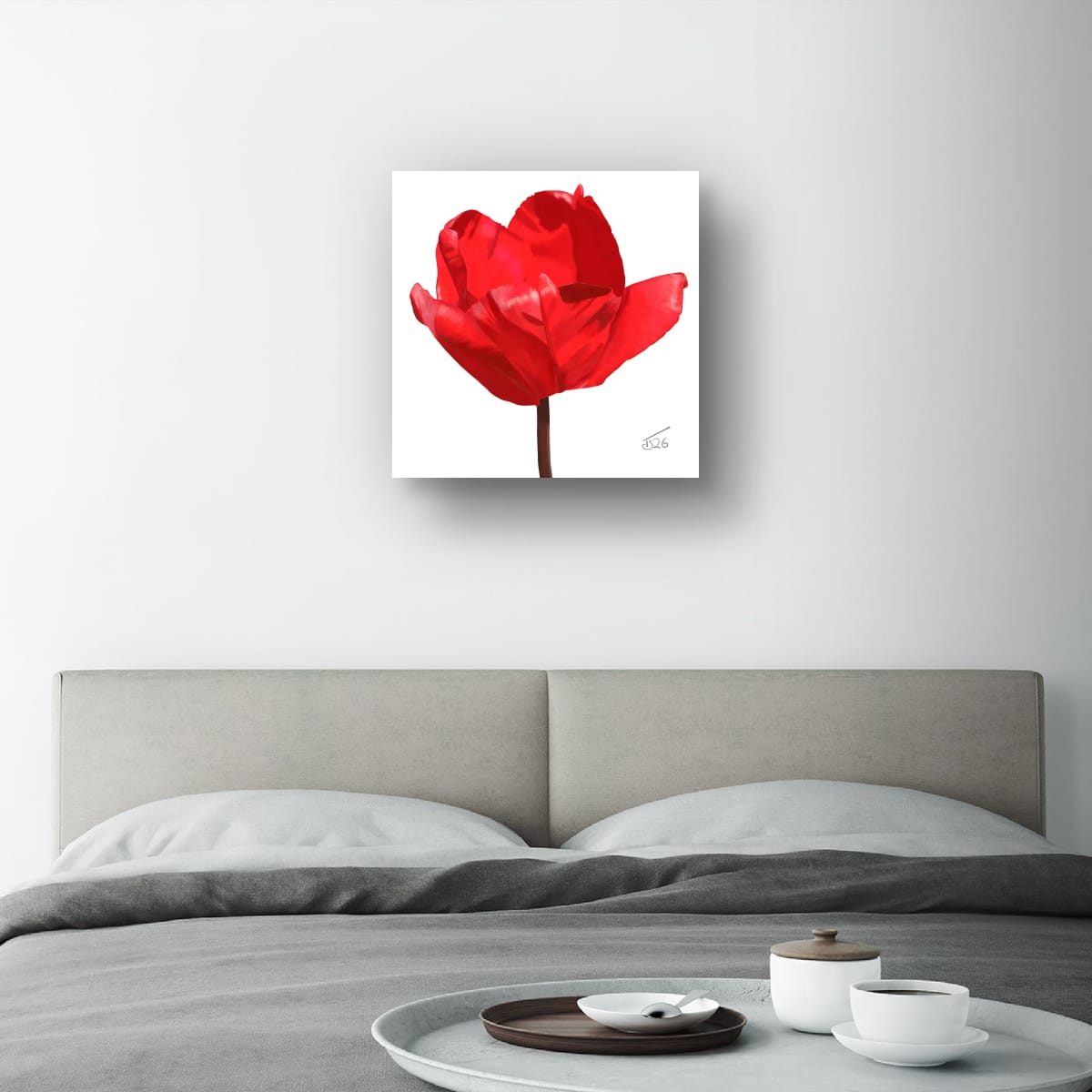 Red Impression Tulip - Premium Square Canvas Art (50 x 50 cm)