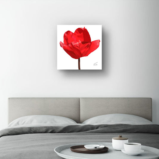 Red Impression Tulip - Premium Square Canvas Art (50 x 50 cm)