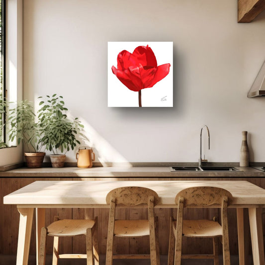 Red Impression Tulip - Premium Square Canvas Art (50 x 50 cm)
