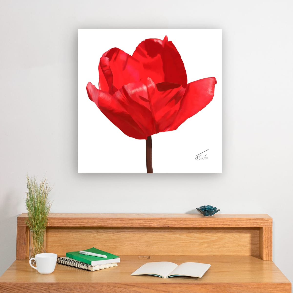Red Impression Tulip - Premium Square Canvas Art (50 x 50 cm)