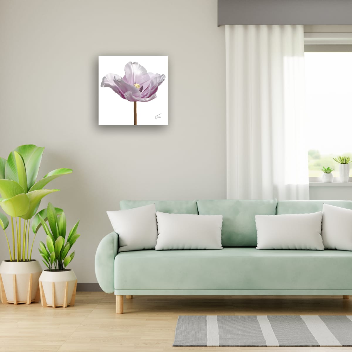 "Ethereal Bloom" Parrot Tulip - Premium Square Canvas Art (50 x 50 cm)