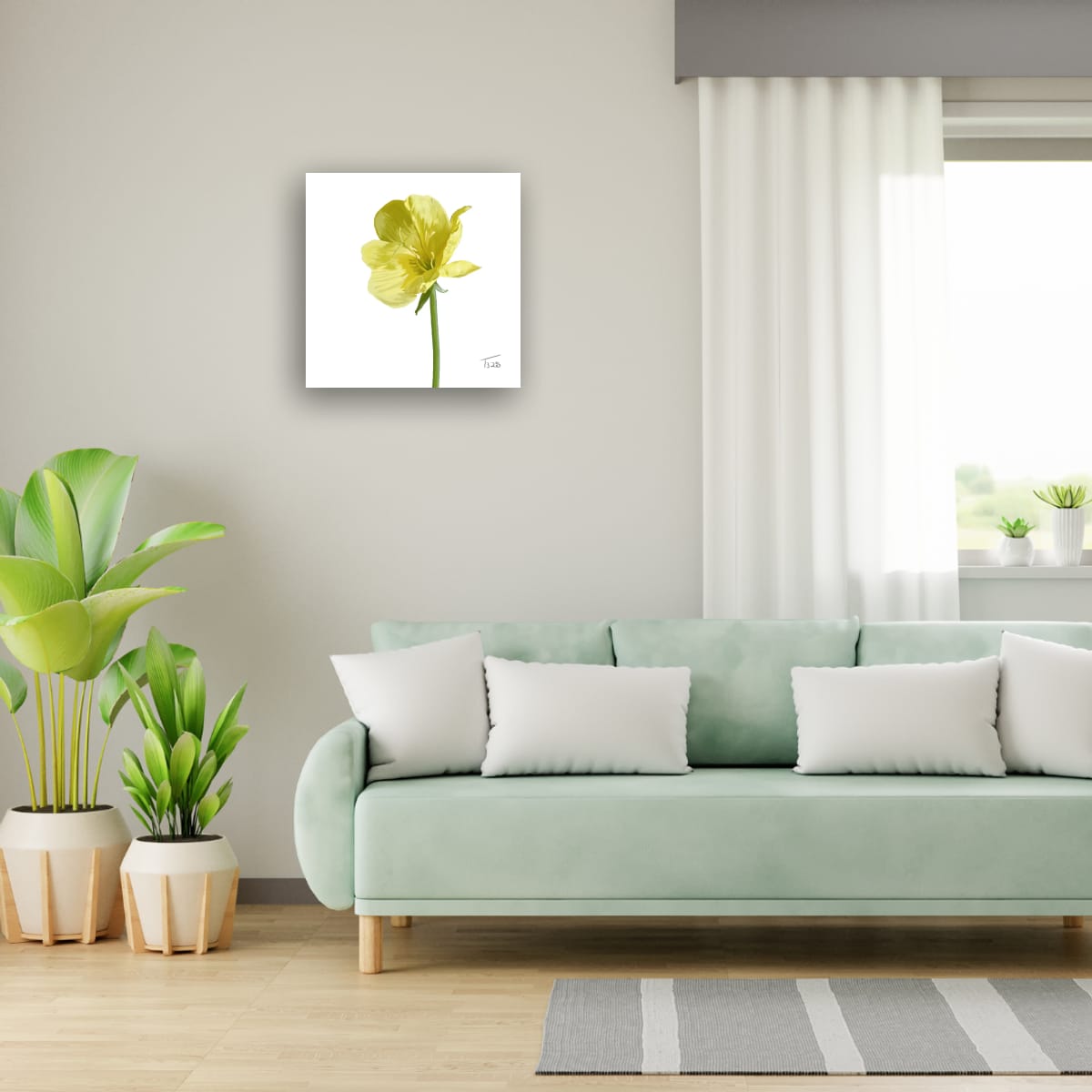Evening Primrose Yellow - Premium Square Canvas Art (50 x 50 cm)