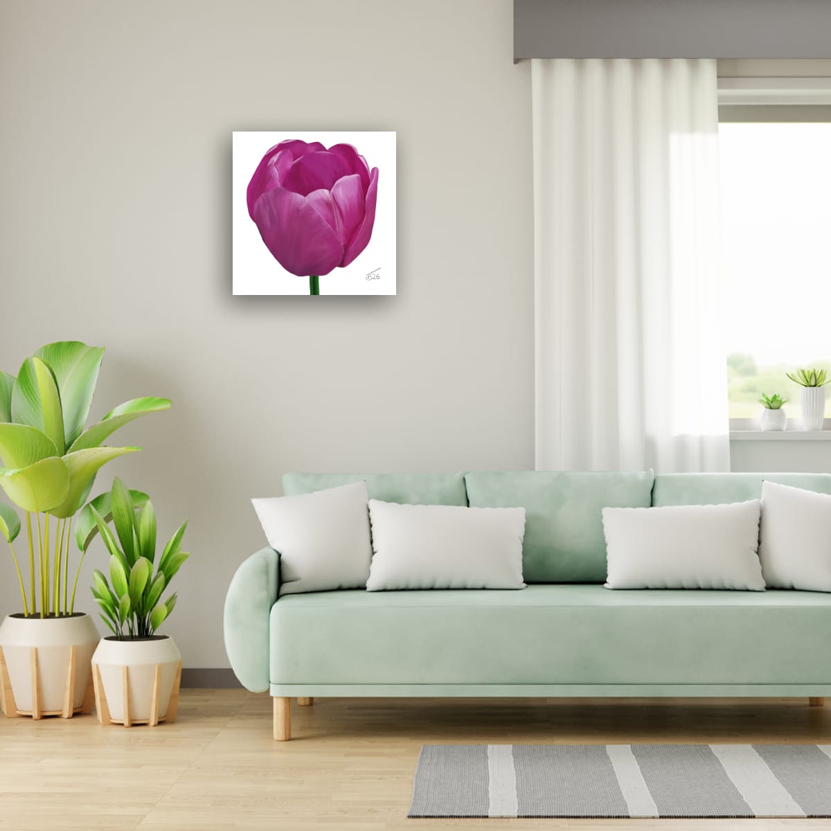 Purple Passion Tulip - Premium Square Canvas Art (50 x 50 cm)