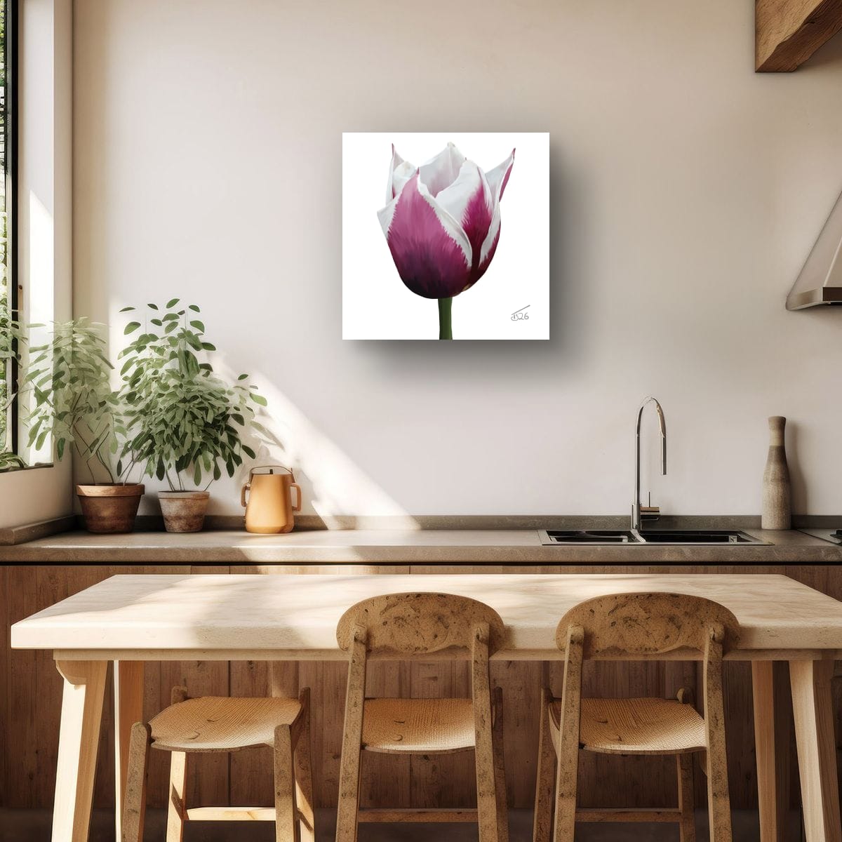 Spitsbergen Tulip Botanical Art - Premium Square Canvas Art (50 x 50 cm)