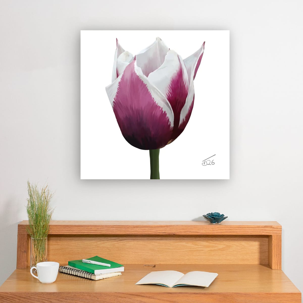 Spitsbergen Tulip Botanical Art - Premium Square Canvas Art (50 x 50 cm)