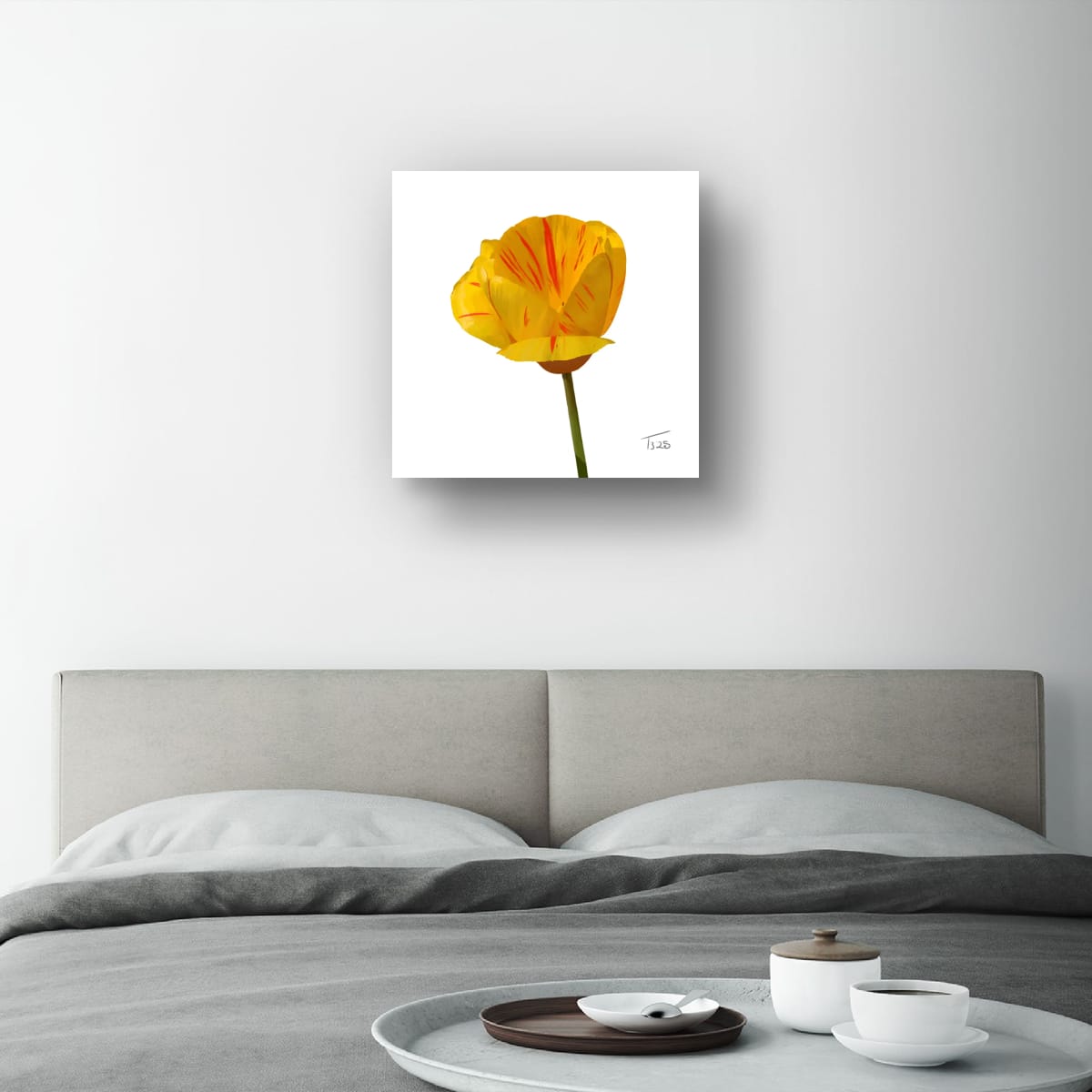 "Golden Flame" Tiger Tulip - Premium Square Canvas Art (50 x 50 cm