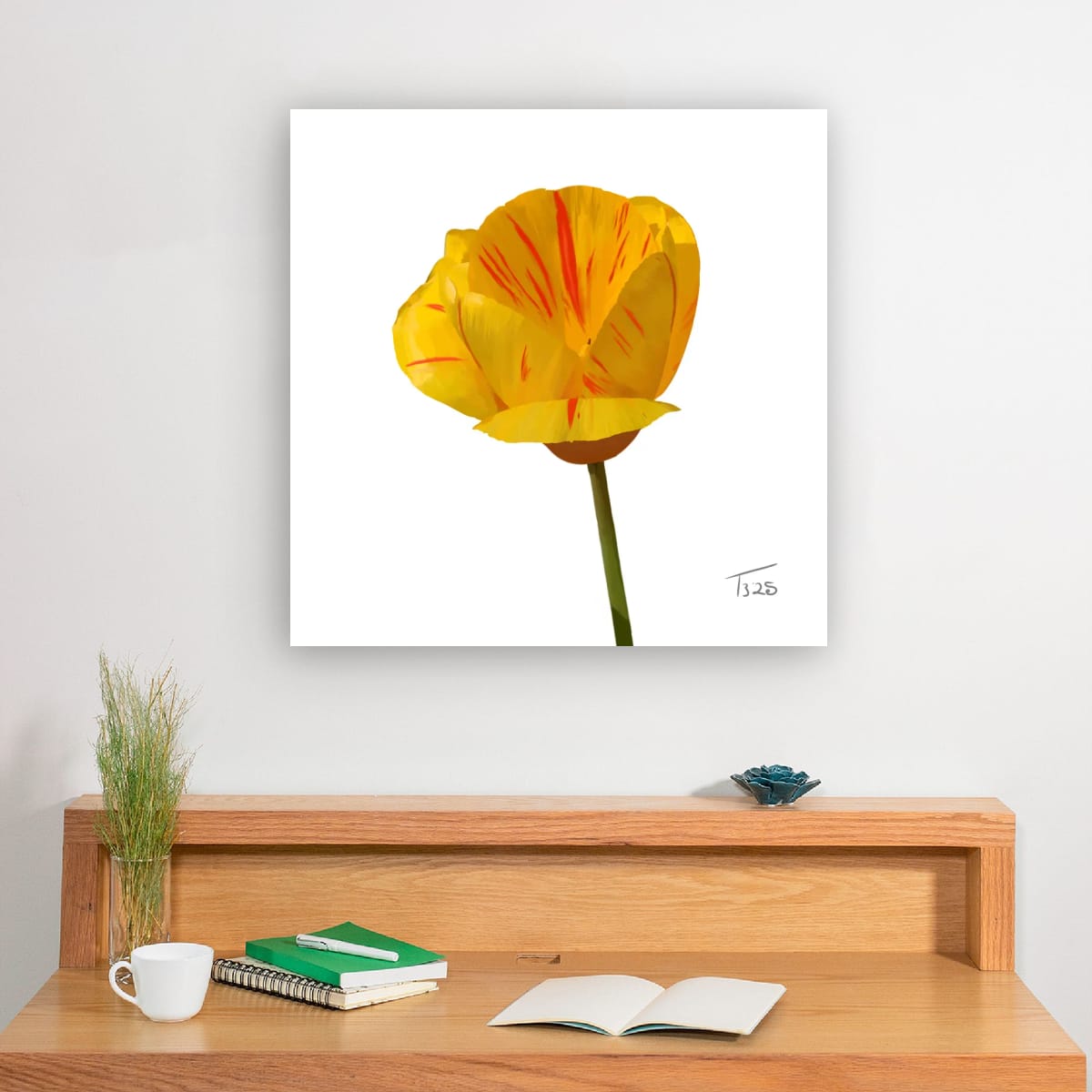 "Golden Flame" Tiger Tulip - Premium Square Canvas Art (50 x 50 cm